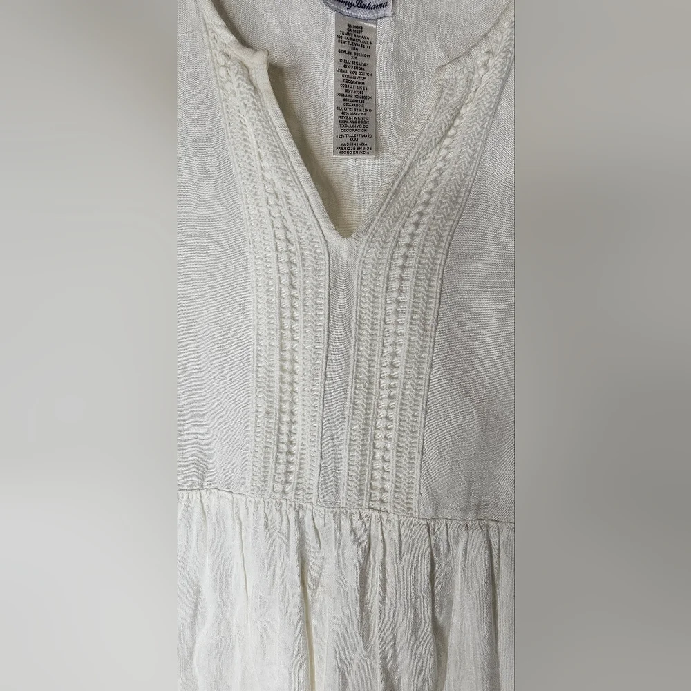 Tommy Bahama St. Lucia Linen-Blend Split-Neck Dress Sz Med $135 - Picture 11 of 13